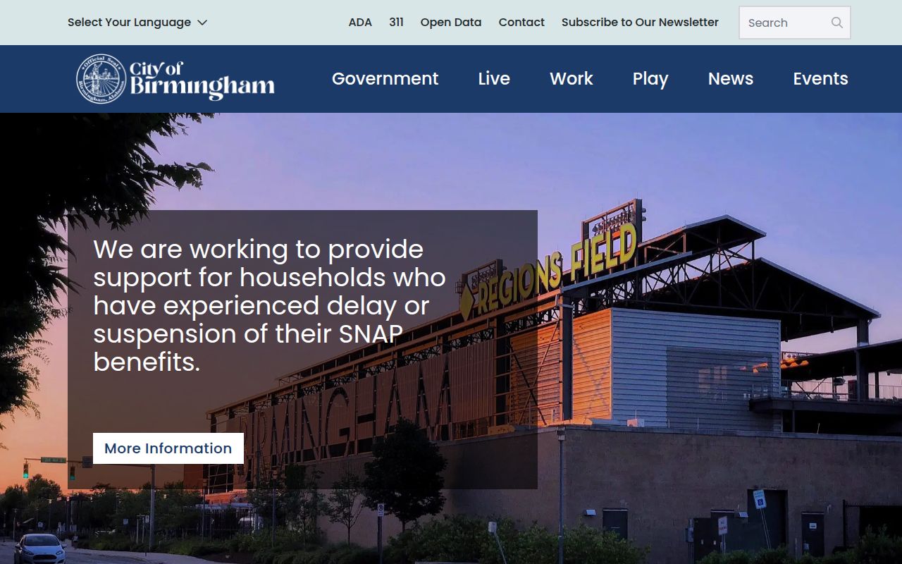 Birmingham city government website homepage