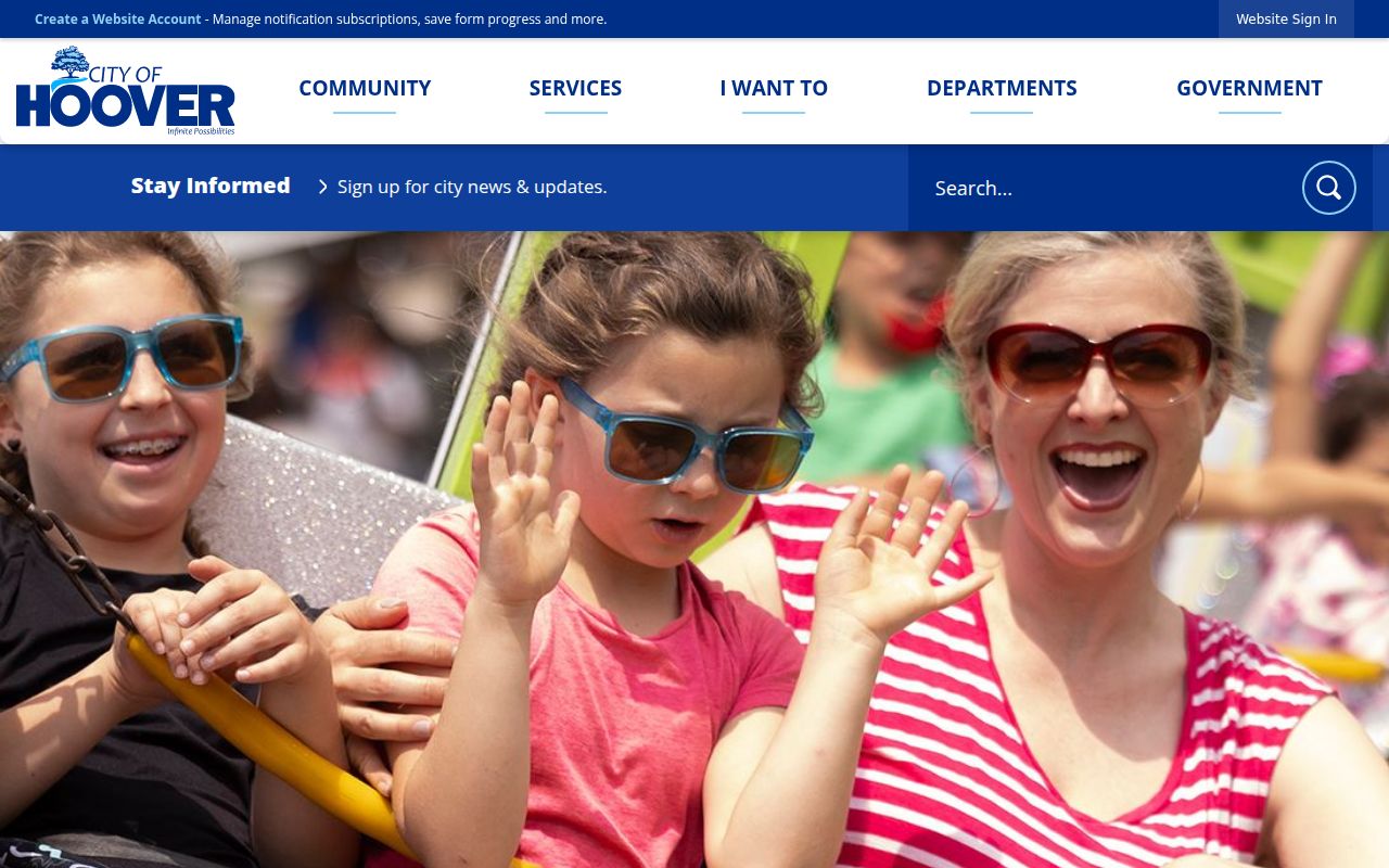 City of Hoover government website homepage