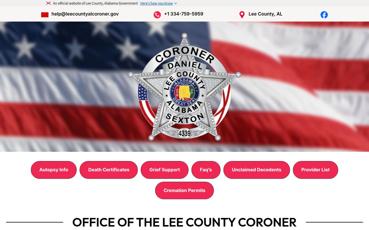 Lee County Coroner office website