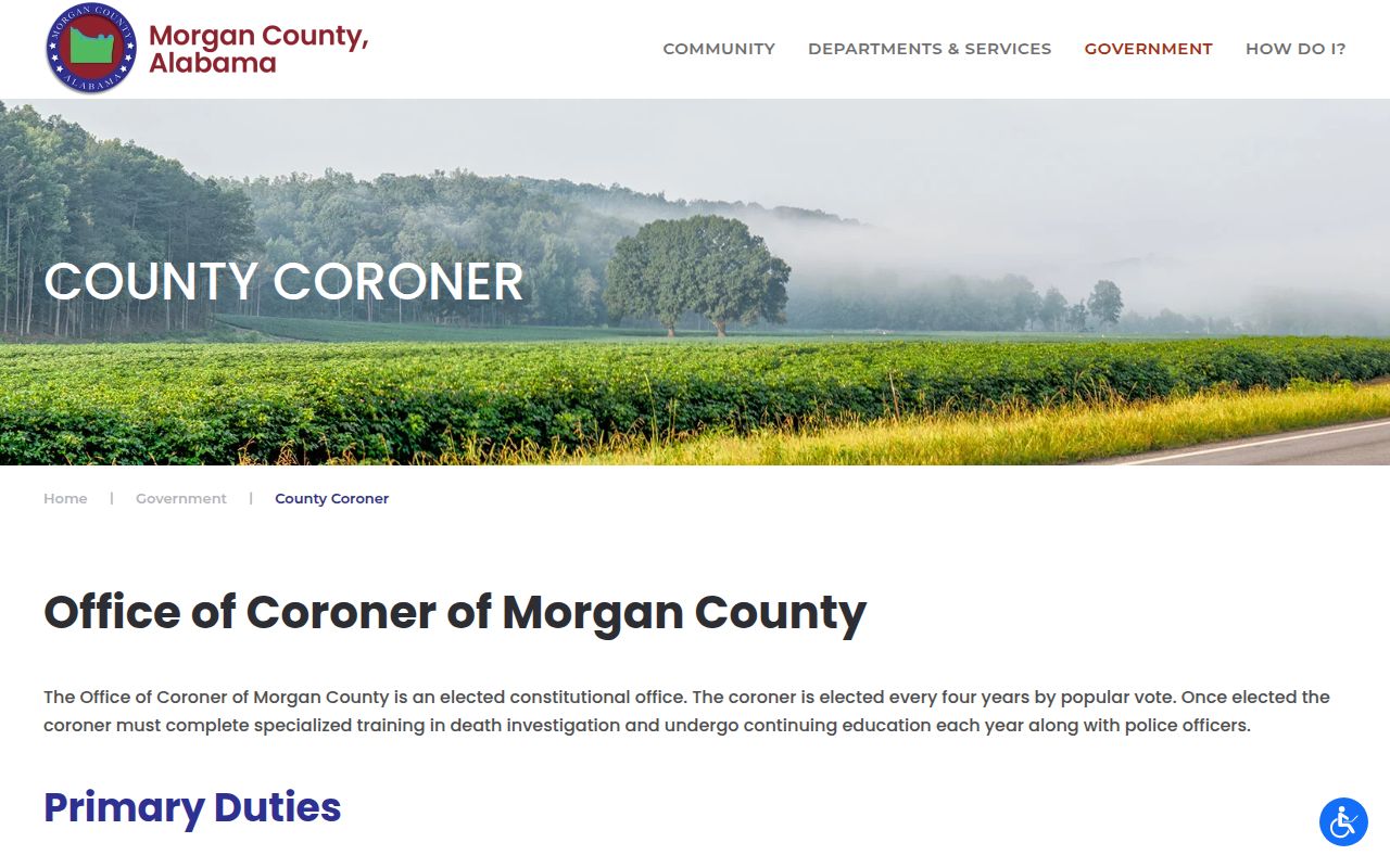 Morgan County Coroner office information