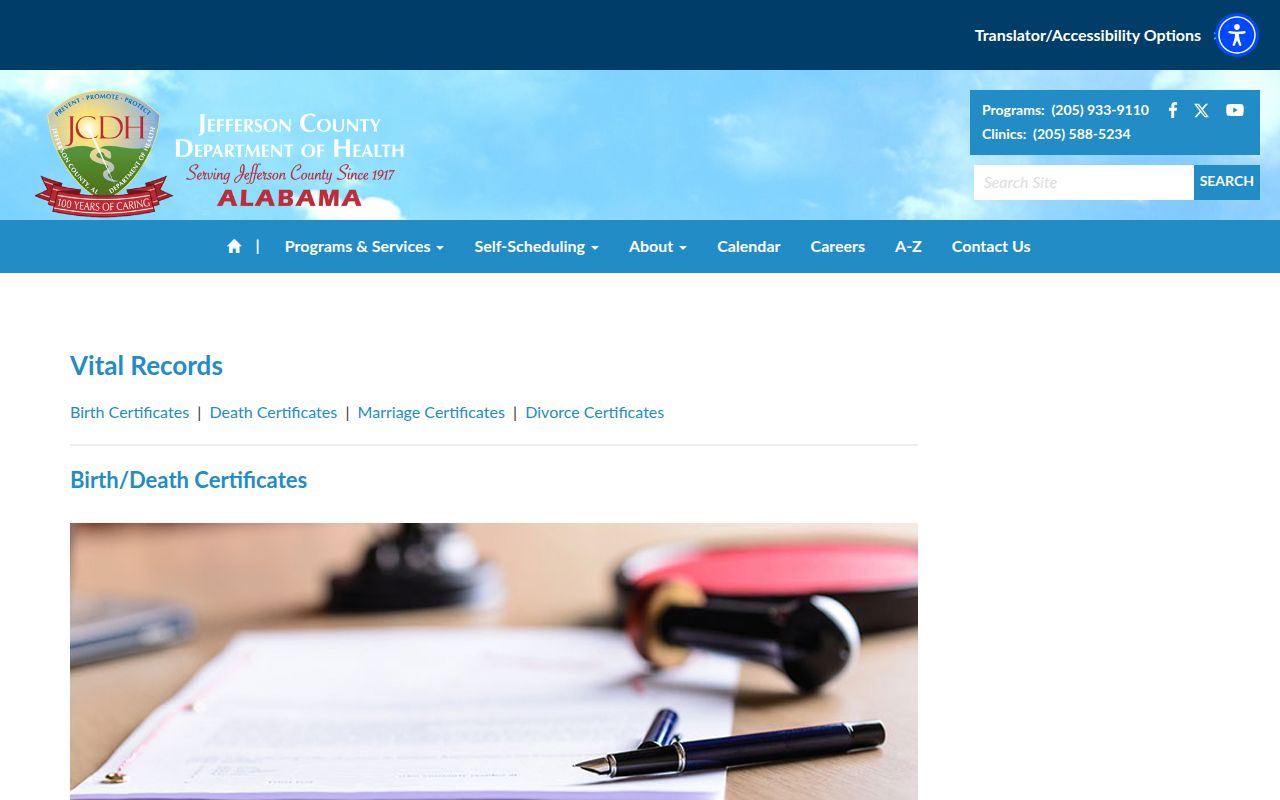 Jefferson County Department of Health vital records office